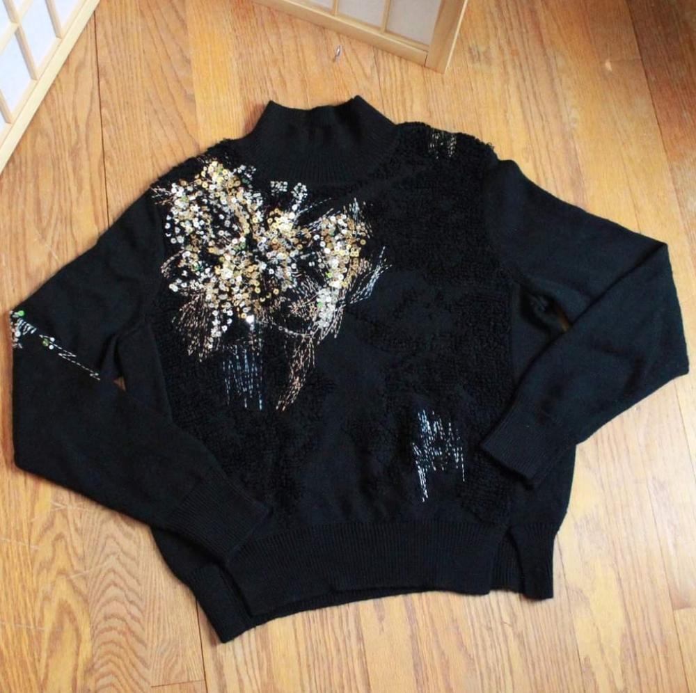 Knitted & Knotted Sequined Sweater